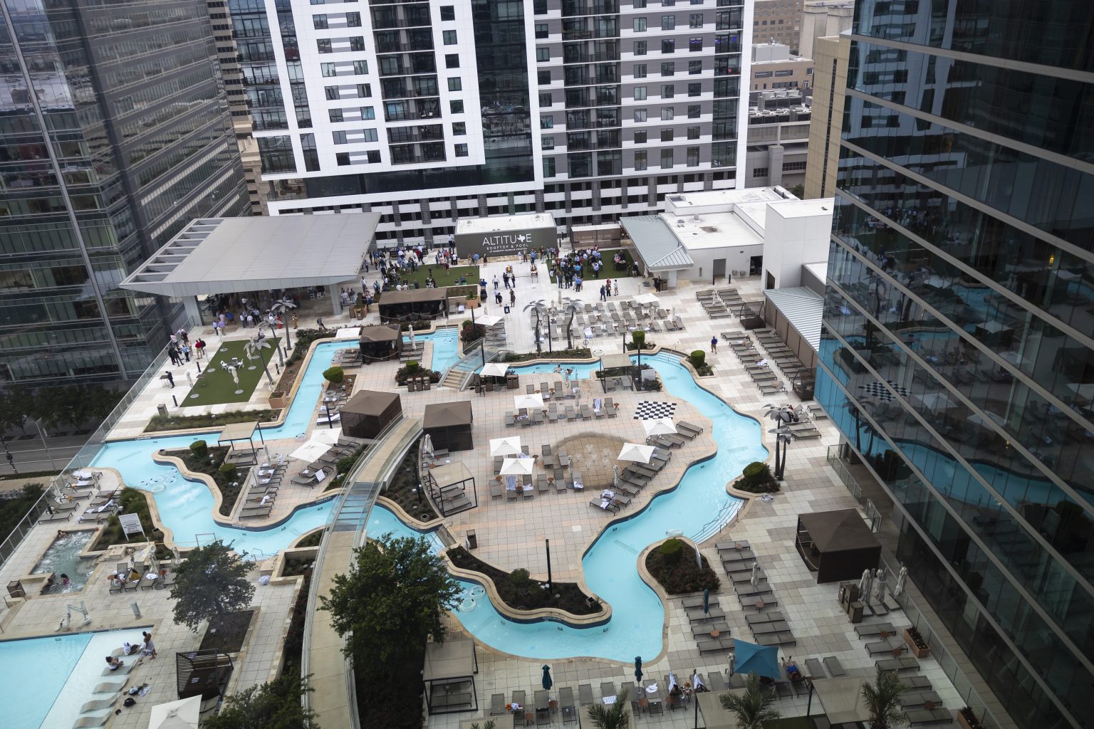 Pool view from a balcony